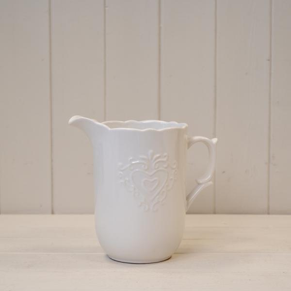 White Ceramic Jug Heart Design