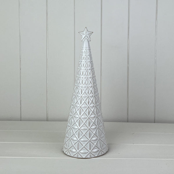 Glazed Ceramic Tree Ornament with Textured Detail