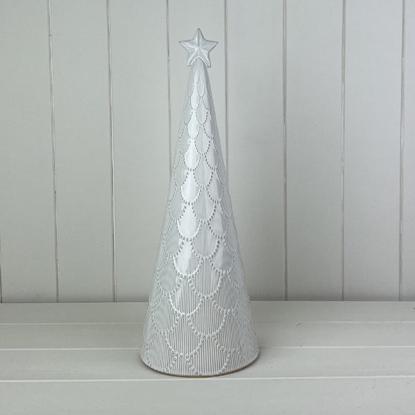 Glazed Ceramic Tree Ornament with Textured Detail