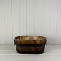 Wooden Oval Planter with 2 Metal Bands and Handles