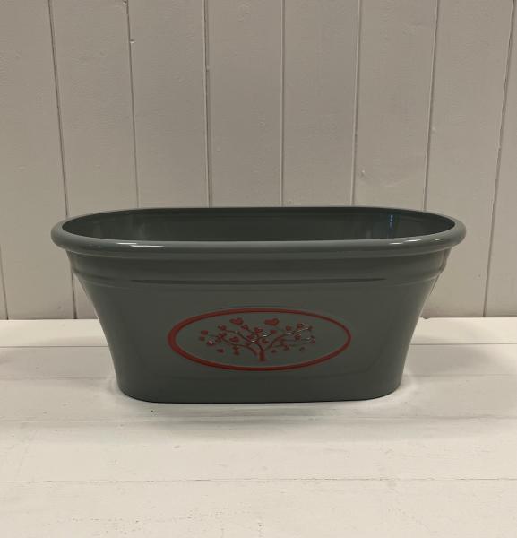 Grey Round Love Heart Tree Trough Recycled Plastic Planter 7.7LTR