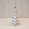 Medium Stone Glazed Ceramic Christmas Tree with Cream Bow on Top