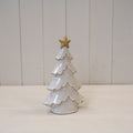 Medium Stone Glazed Ceramic Layered Christmas Tree with Cream Star on Top