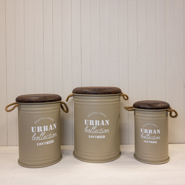 Set of Three Light Brown Urban Round Storage Containers