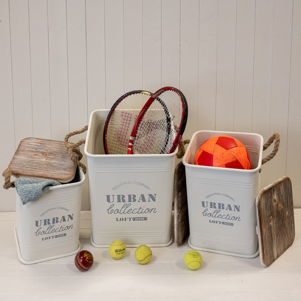 Set of Three Cream Urban Square Storage Containers