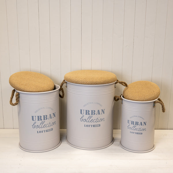 Set of Three Cream Urban Round Storage Containers