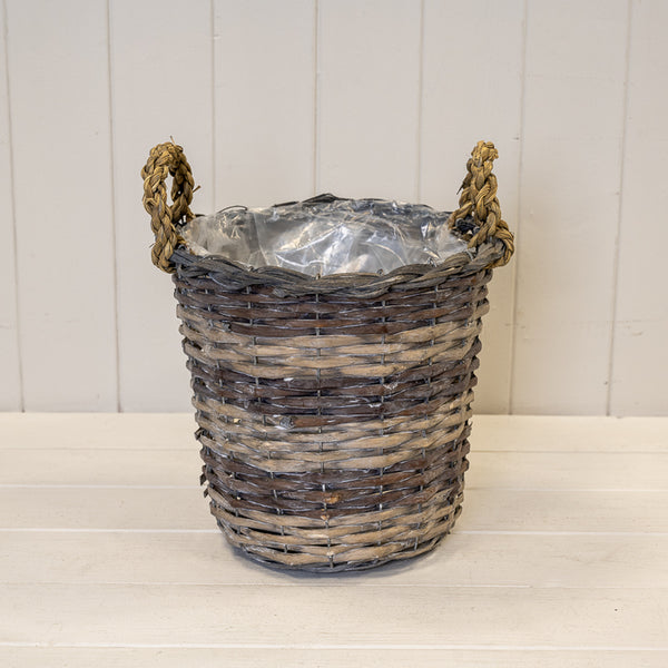 Peeled and Unpealed Split Willow Round Basket With Ears
