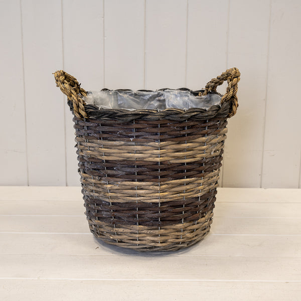 Peeled and Unpealed Split Willow Round Basket With Ears