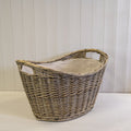Willow Oval Scooped Log Basket with Hessian Liner