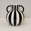 Black and White Striped Statement Vase.