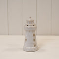 Glazed Ceramic Lighthouse Ornament with Textured Detail
