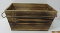 Rectangular Burntwood Trough with Wooden Beading & Rope handles TD28x16cm H14cm B23.8x12.3cm