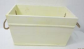 Rectangular Yellow with Witewash Trough with Wooden Beading & Rope handles