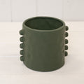Dimpled Olive Green Planter with Bobbins