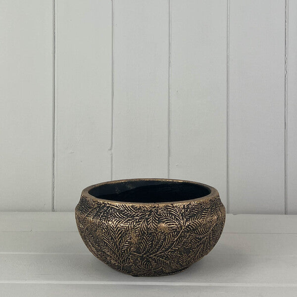Gold Planting Bowl with Leaf Design