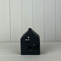 Short Black Ceramic LED House with Cut Out Windows