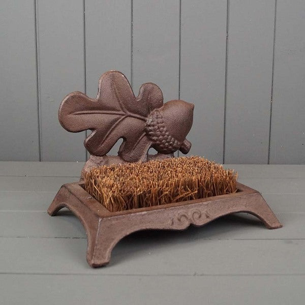 Cast Iron Boot Brush with Acorn