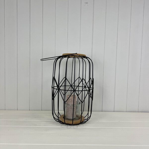 Lantern with glass in black colour