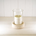 Tall Sandy Textured Hurrican Glass Candle Holder.