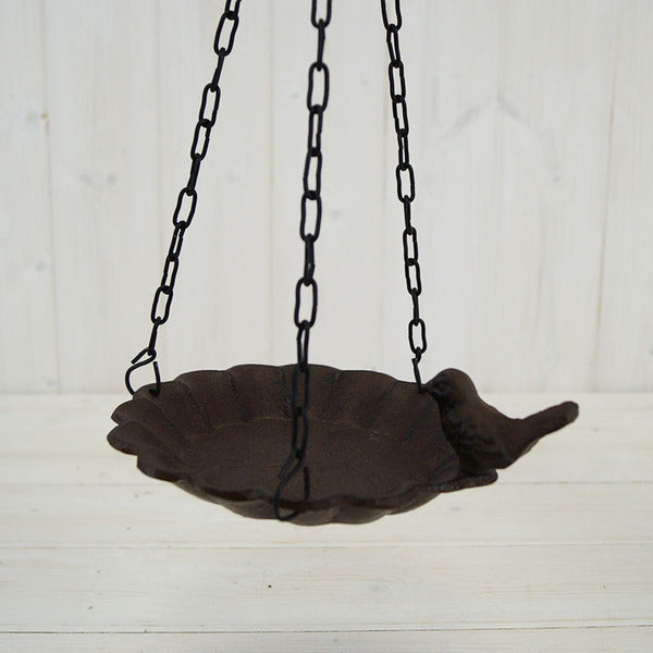 Cast Iron Hanging Round Plate Bird Feeder with Chain