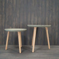 Set Of Two Earthy Sage Bamboo Terrazzo Side Table