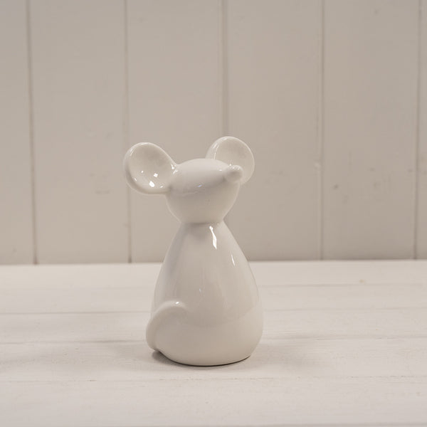 Medium White Ceramic Mouse