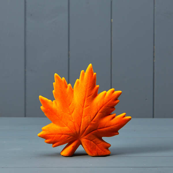 Orange flocked ceramic maple leaf