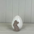 Ceramic White Egg With Rabbit