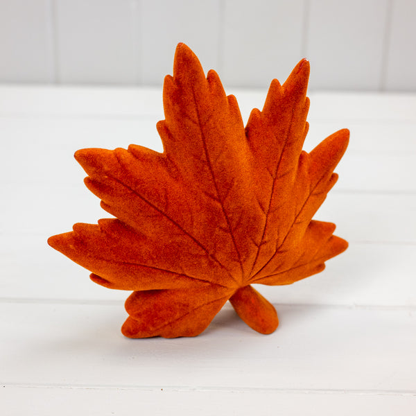 Burnt Orange flocked ceramic maple leaf