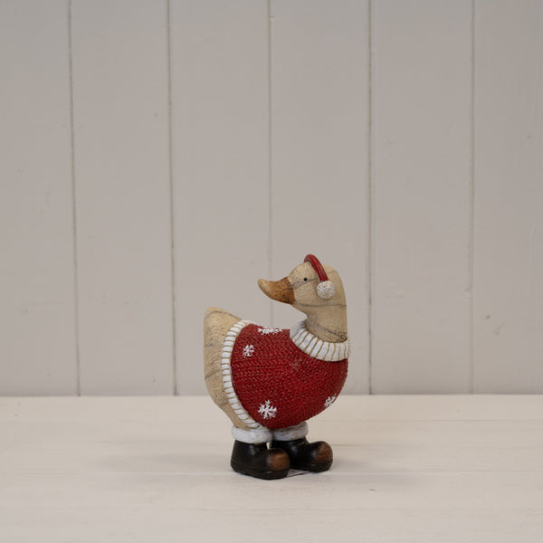 Polyresin Duck With Ear Muffs H 16.2cm