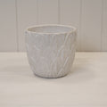 Round White Leaf Patterned Pot