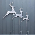S/3 greywash Metal Reindeers on Stake
