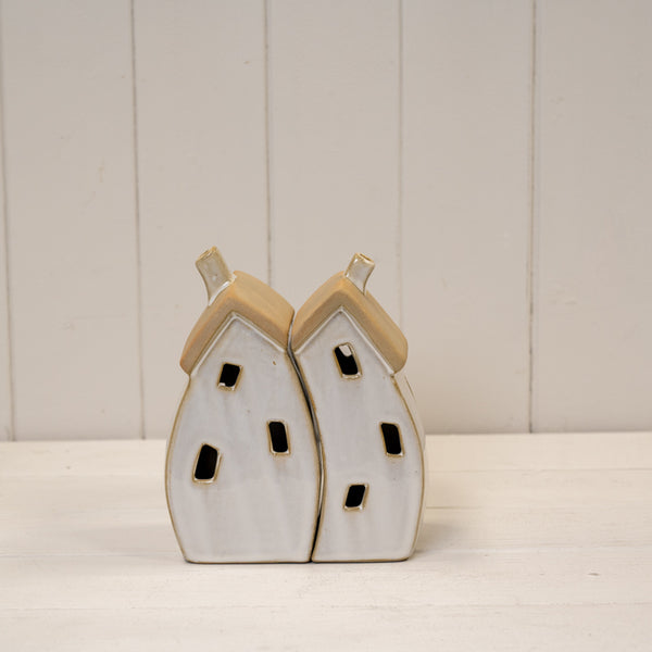 Stone Glazed Ceramic Twin House Ornament