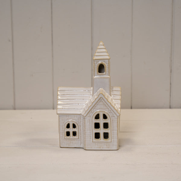 Stoneglazed Ceramic LED Church Ornament