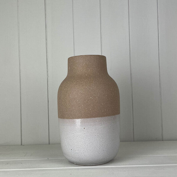 Textured Taupe Ceramic vase size
