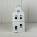 White Ceramic House Ornament with LED