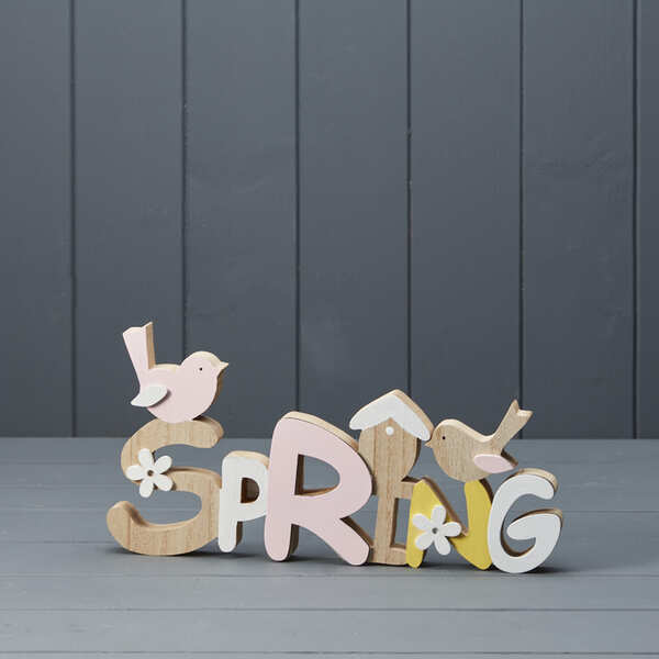 Wooden 'Spring' Word Block Wording Decoration