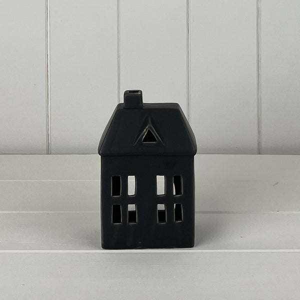 Black Ceramic House Tealight Holder