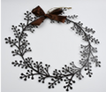 Metal Hanging Wreath with Ribbon Bow Brown
