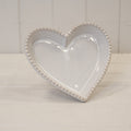 Natural Ceramic Heart Shaped Plate with Bobble Rim Large