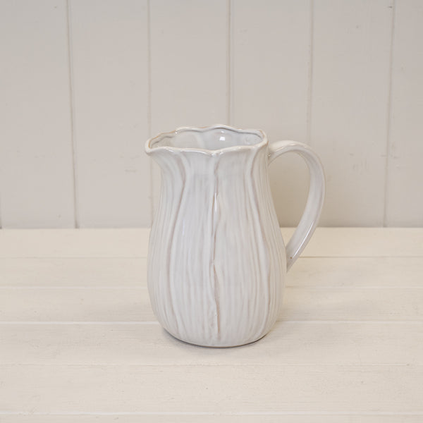 Natural Ceramic Jug with Petal Shape design Large