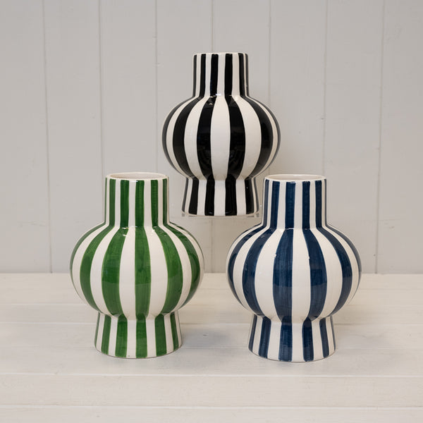 Black and White Striped Round Vase