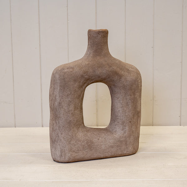 Tall Brown Textured Sculptured Vase