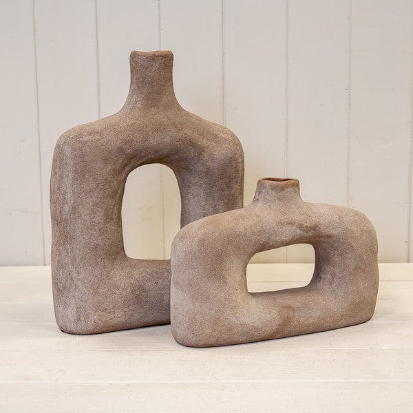 Tall Brown Textured Sculptured Vase