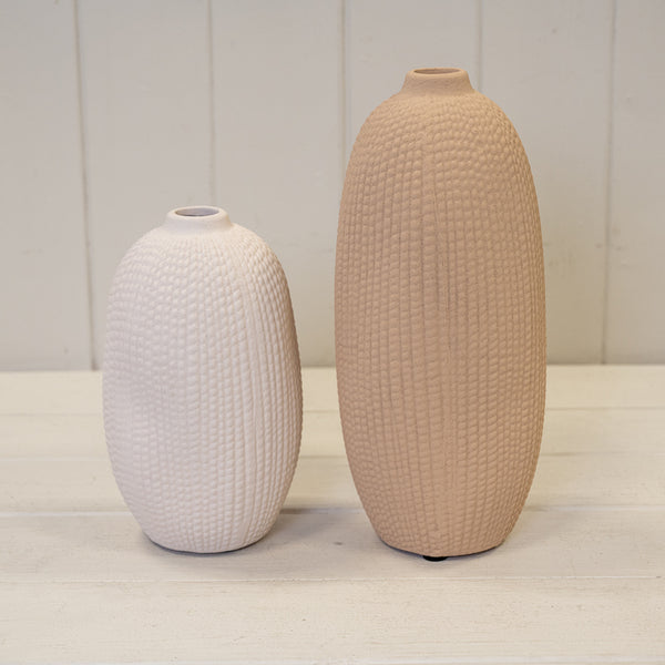 Tall Tan Texured Stone Vase