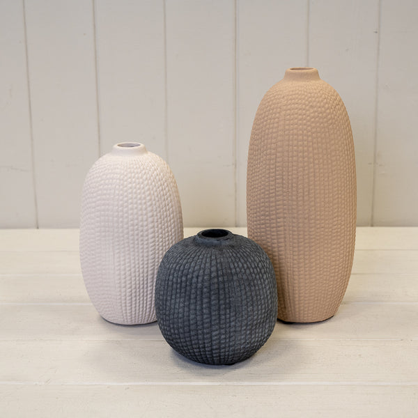 Tall Tan Texured Stone Vase