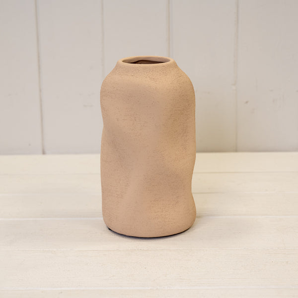 Tan Medium Textured Sculptured Vase
