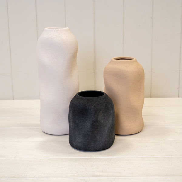 Tan Medium Textured Sculptured Vase