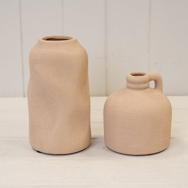 Tan Medium Textured Sculptured Vase