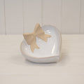Heart Shaped Shallow Dish with Unglazed Bow Design